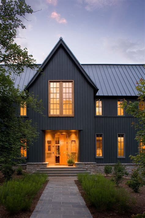 metal roofs on grey houses|black roof with gray siding.